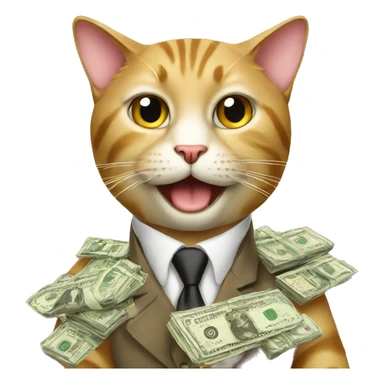 rich cat with money  sticker