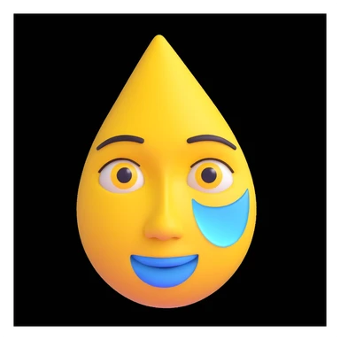 3D rendered emoji of a sad yellow face, teardrop, high quality photorealistic, smooth shading, intricate details, bright colors, clean background sticker