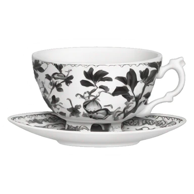 Black and white chinoiserie teacup  sticker