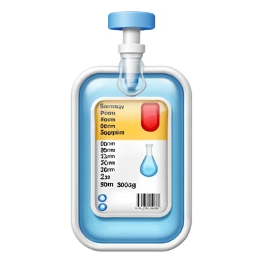 Hospital Intravenous fluid bag, 2 ports on the bottom side of bag, and is filled with 500ml, pharmacy label sticker