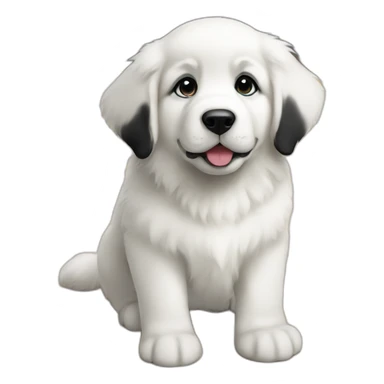 great Pyrenees puppy with black ears and black eyes sticker