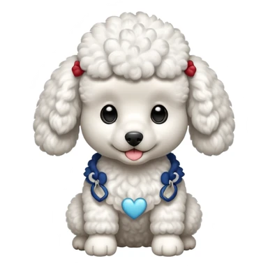 Perro french poodle mini blanco con alas sticker