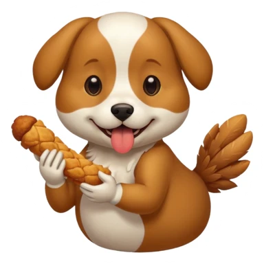A dog eating chicken  sticker
