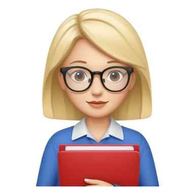 a woman with glasses and a folder in her hands like sticker