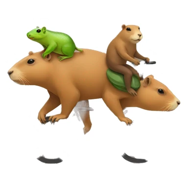 Capybara carrying frog while riding on a cat sticker