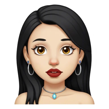 girl with dark long hair septum piercing, vertical labret piercing, nostril piercing, lesbian sticker