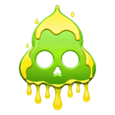 radioactive hazard symbol stylized to look like it is melting. The symbol is bright neon green and toxic yellow, with smooth dripping edges like liquid. sticker