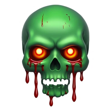 Green skull with blood and glowing eyes in the style of your bleeding skull art sticker