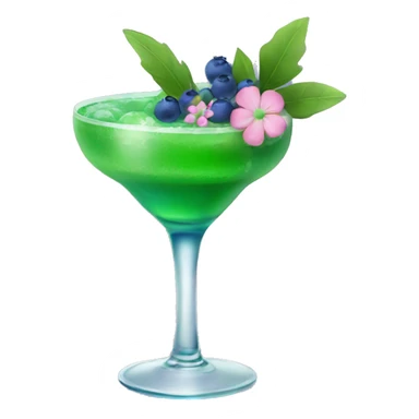 Green cocktail with blue mix and pink little flowers with blueberries  sticker