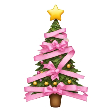 Pink bow christmas tree sticker