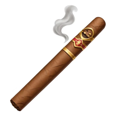 Emoji-style cigar icon, dark brown wrapper, subtle smoke, minimalistic, clean silhouette sticker