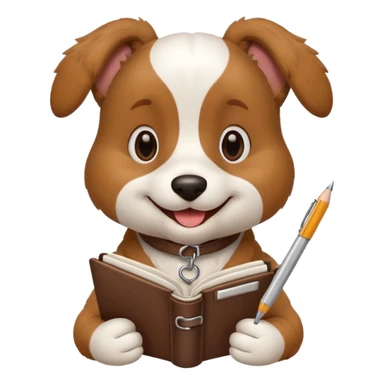 funny dog with diary and pen sticker
