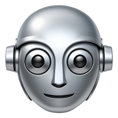 polished minimalistic perfectly round steel robot face, simple clean design sticker