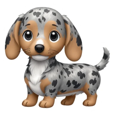 Chibi style Plush gray dappled dachshund  sticker