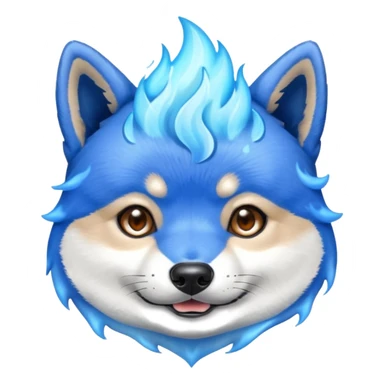 Blue shiba inu head with blue flames sticker