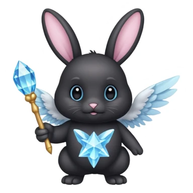 Black bunny with wings and with cristal wand  sticker