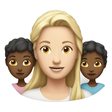 white mom with 3 white children sticker