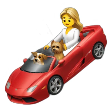 Christ the Redeemer (statue) holding a yorkie while driving red f1 car sticker