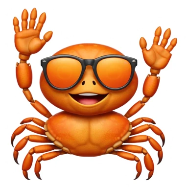 Alaska crab are moving wearing a sunglass and say hi sticker