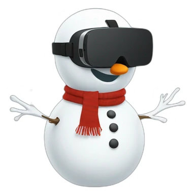 Snowman in vr headset, full body, Christmas sticker