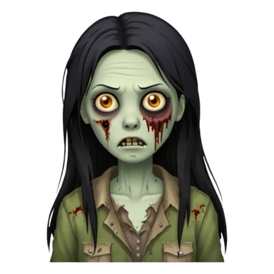 mulher zumbi cabelo liso tamanho grande preto sticker