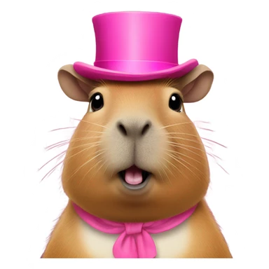 Capybara with a pink top hat sticker