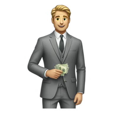 Posh-man-with-gray-suit-and-money-wallet sticker