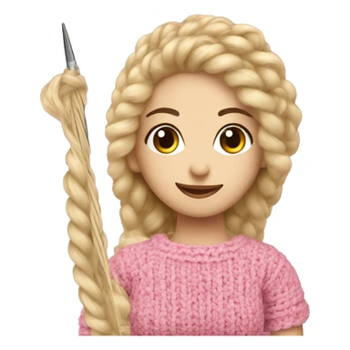 girl with yarn ball pink blond crochet hook sticker