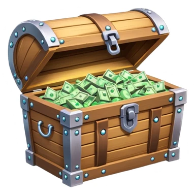 unlocked treasure chest glowing from the inside money,gems, RPG game style sticker
