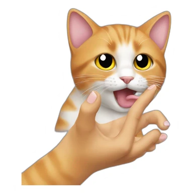 cat licks hand sticker