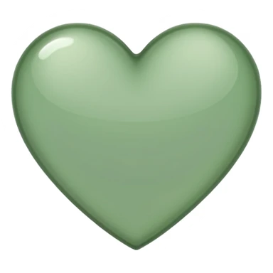 sage green heart with transparent bg without highlights, more thin and narrow sticker