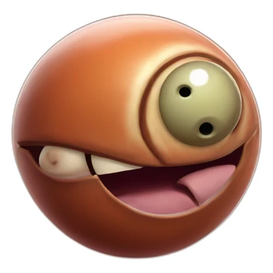 planet Mars with a cartoon grimacing snail face sticker
