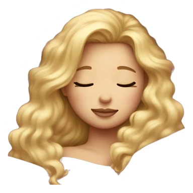 blonde girl sleeping pink fluffy bedding sticker