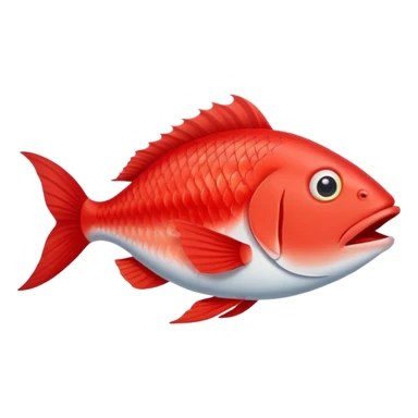 extremely derpy red fish with bulging eye and goofy buck teeth, perfect flat side profile facing right, exactly 90 degrees, completely 2D like a paper cutout, only one eye visible, absolute side view sticker