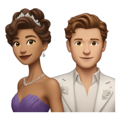 Zendaya with tom holland as a royal family sticker