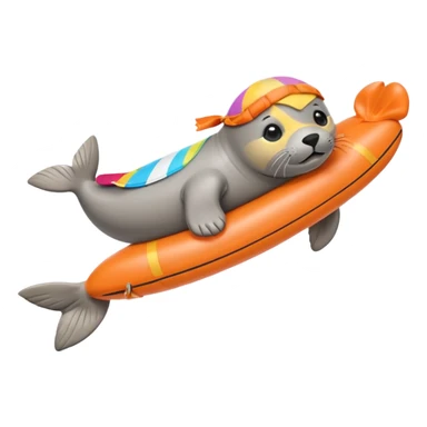 A cute seal pup with floaties on both flippers, kicking excitedly near lane markers. sticker