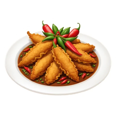 indonesian fried food with chili on a plate sticker