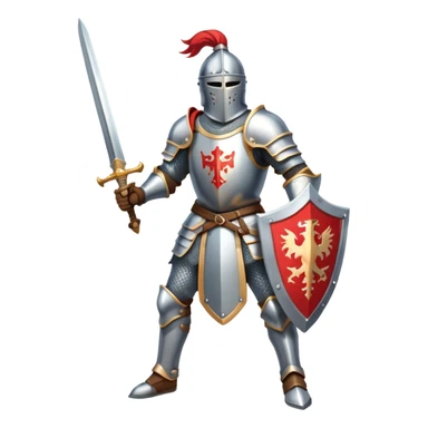 medieval knight warrior with sword and shield, heroic pose sticker