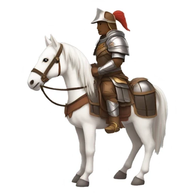 an avar nomadic soldier  with white skin and brown armor on a horse from the side sticker