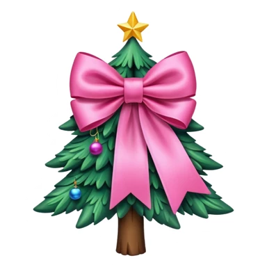 Pink bow christmas tree sticker