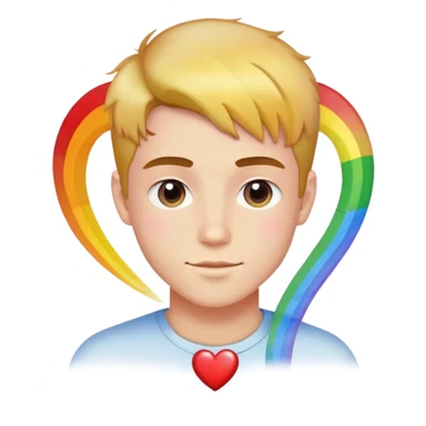 Un jeune homme un coeur et un arc en ciel  sticker