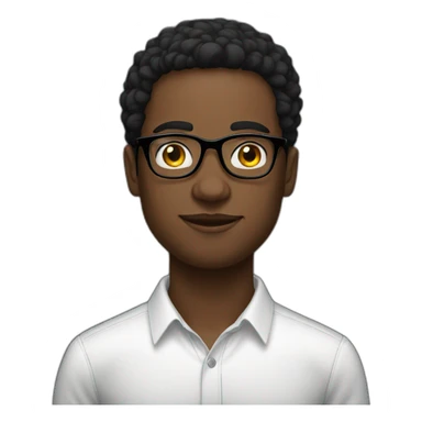 Young men French type Black straight with glasses sticker