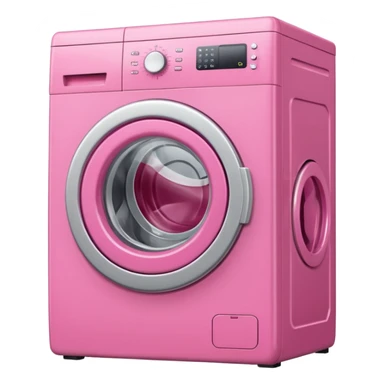 
pink washing machine mid-cycle with clothes tumbling inside sticker