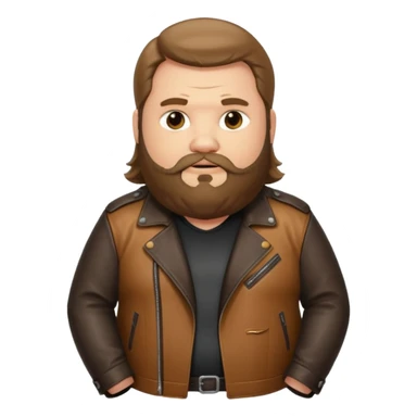 Long hair very fat men with beard in leather jacket sticker