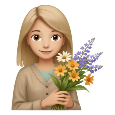 คาแรกเตอร์: สุภาพ อบอุ่น สบาย ๆ
ลุคอิโมจิ:

ดวงตาน้ำตาลเบจ นุ่มละมุน

ผมตรงธรรมชาติ

เสื้อผ้าลินิน / โทนเอิร์ธ

ท่าถือดอกไม้ / ยิ้มอ่อน
ฟีล: natural beauty, clean girl sticker