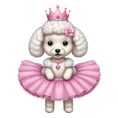 White poodle with pink tiara and tutu  sticker