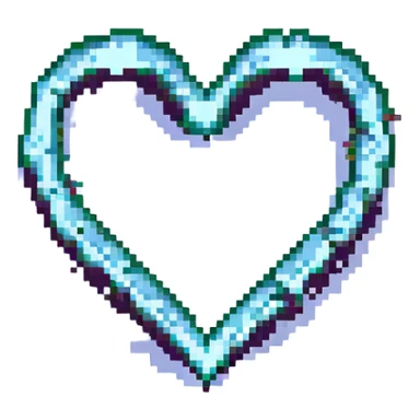 a heart with an infinity symbol inside, pixel art style sticker