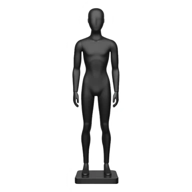 Minimalistic flat vector icon, iOS style, thin black contour on white background. Matte black mannequin in front of in 3D monochrome style. sticker
