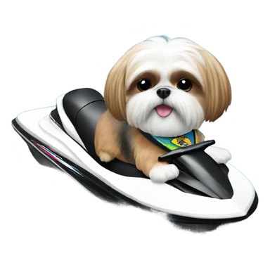 shih tzu on a jet ski sticker