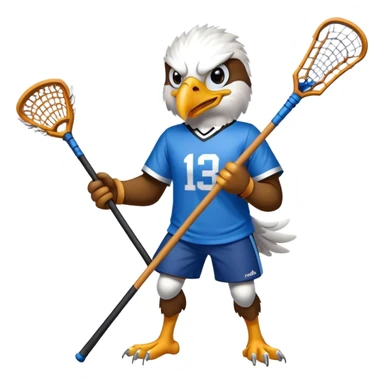 Eagle with lacrosse stick blue jersey sticker